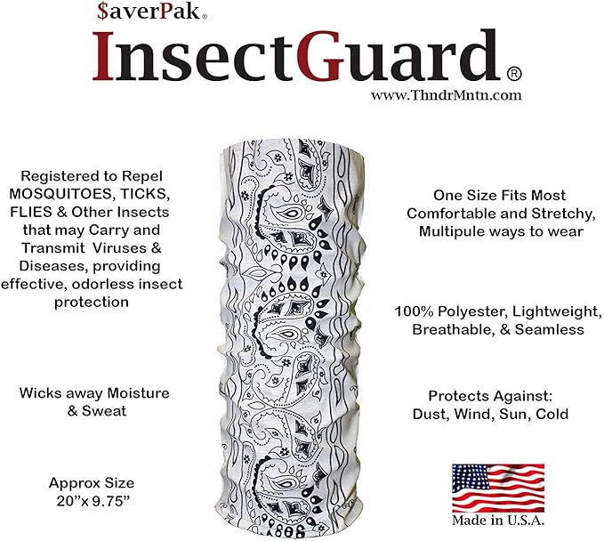 $averPak Pets - InsectGuard Permethrin Treated Mosquitoes, Flies, Ticks & More Insect Repellent Tube Dog Bandanna (Black)