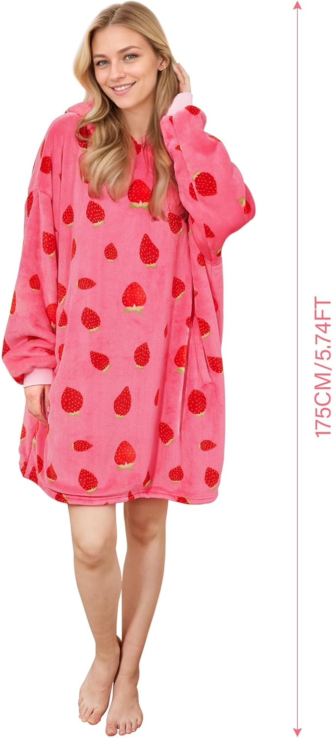 LetsFunny Blanket Hoodie,Oversized Wearable Sherpa Fleece Blanket Sweatshirt,Super Soft Warm Cozy with Giant Pocket,for Women Men Adults Teenagers Kids, One Size Fits All