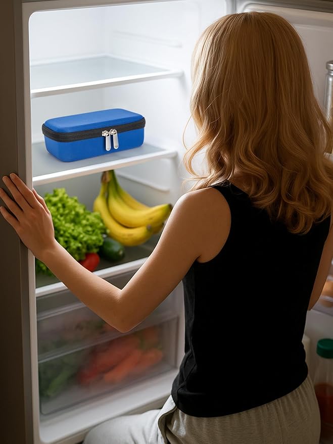 YOUSHARES Insulin Vials Refrigerator Storage Case - 10ml Peptide Vial Protective Holder for Fridge, 18-Slots Diabetic Insulin Small Bottle Organizer Bag Compatible with U-100 Vials