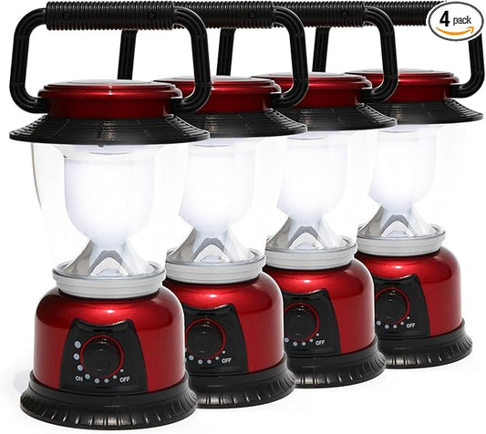 Camping Lantern Battery Powered Decorative Variable Power Retro Light, Adjustable Brightness Dimmable Camping Lamp for Hiking, Fishing, Repairing and Emergency Lighting 4 Pack (4)