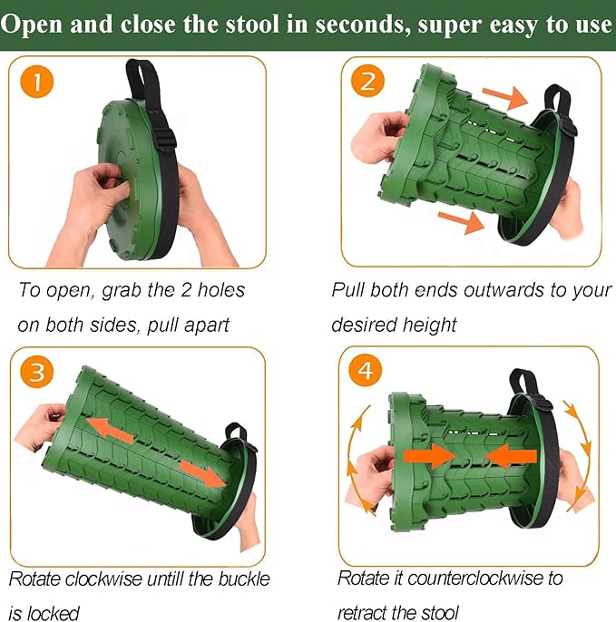 Fishboy Upgraded Collapsible Stool, 400lbs Max Weight, Lightweight But Sturdy, Portable Retractable Folding Telescoping Foldable Camping Stool for Adults Outdoor Fishing Hiking Gardening Travel BBQ