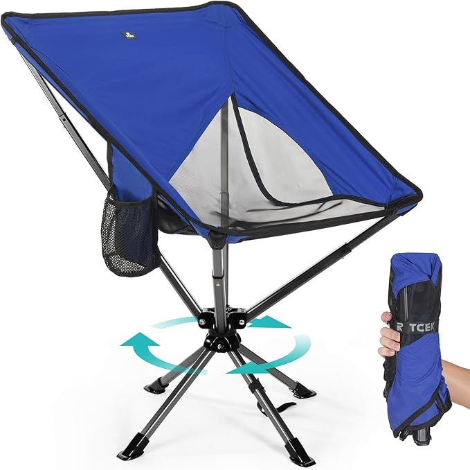 Swivel Portable Chair - Small Compact Collapsible Folding Chairs for Adults, Setup in 8 Seconds, Lightweight Outdoor Backpack Chair for Camping, Travel, Hiking, Beach, Support 300 LBS