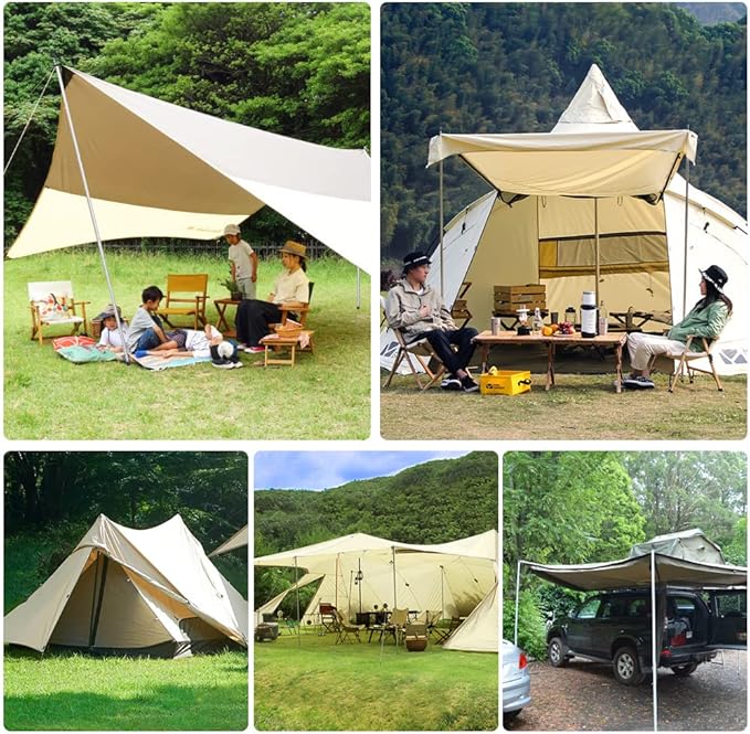 KOMCLUB Telescoping Tent Poles Tarp Poles Adjustable Stainless Steel Camping Tarp Pole for Outdoor Canopy Awning Rain Shelter-94.5 in Set of 2