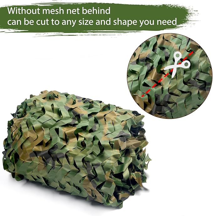 Camo Netting Camouflage Netting 20x20 10x20 10x10 Bulk Roll Burlap Camo Tarp Sunshade Net for Hunting Blind Dinosaur Birthday Jungle MilitaryTheme Party Decoration Camping Shooting
