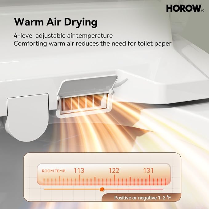 HOROW T0338W One Piece Toilet with Smart Bidet Seat, Elongated ADA Height Toilets with Heated Seat, Luxury Smart Toilet with Bidet Built-in, Dual Flush 12'' Rough-in, MAP 1000g, Standard White Toilet