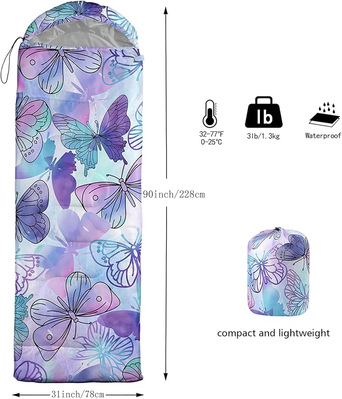 QOOMO Camping Sleeping Bags,3 Season Warm & Cool Weather,Lightweight,Waterproof Sleeping Bags for Adults & Kids,Traveling,and Outdoors,Camping Gear Equipment