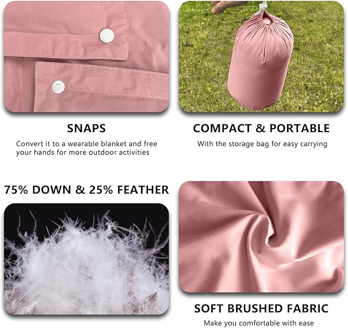 zzlamb Puffy Down Camping Blanket Water-Repellent, Down Throw Travel Blanket Portable for Outdoor, Light Warm Quilt for Couch Plane Car Theater Stadium Picnic RV Backpacking Hammock