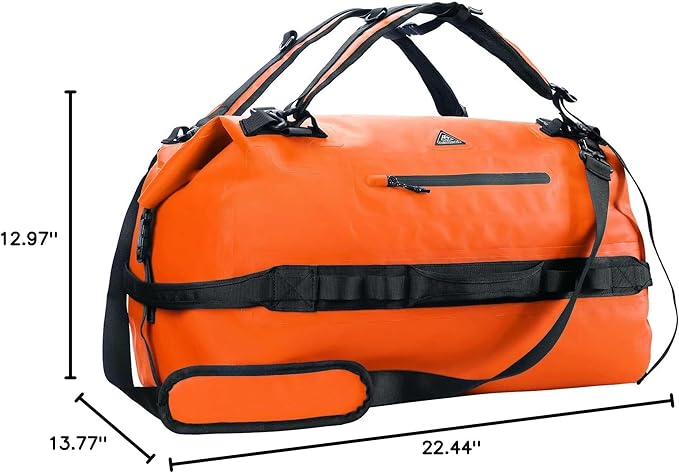 Haimont Large Waterproof Duffel Backpack Roll-Top Heavy Duty Dry Duffle Bag for Boating, Travel, Motorcycle, Kayaking, Camping, 60L