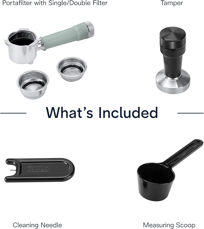 De'Longhi Dedica Duo Compact Espresso Machine - Cold Brew Coffee Maker with Milk Frother Wand- for Espresso, Hot & Iced Coffee, Cappuccinos, Lattes & Home Barista Brewing, Pistachio Green