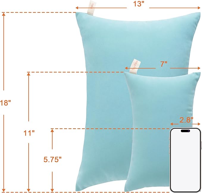NTBAY Tiny Pillows, Down Alternative 7"x11" Microfiber Mini Pillow for Travel, Pets, Soft Machine Washable Small Pillows for Neck, Wrist, Lumbar and Knee, Aqua