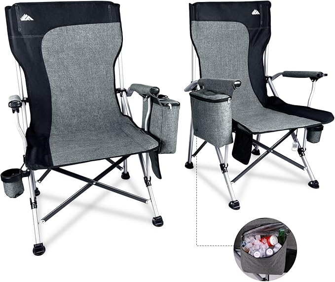 Ablazer 2 Pack Camping Chairs for Adults, Portable Hunting Chair Supports 350lbs, Oversized Heavy Duty Folding Chair for Camping Padded Seat Outdoor Lawn Folding Chair with Side Pockets