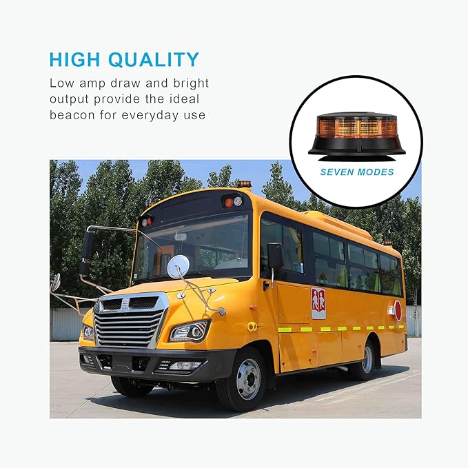 Agrieyes Amber Beacon Light 4.2Inch, Flashing Safety Warning Lights Permanent/Magnet Mount (Amber, Magnet)