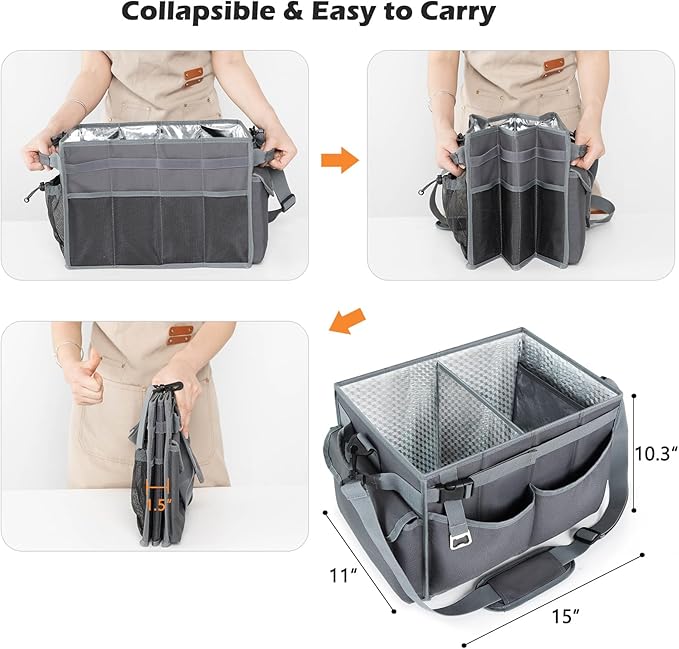 Large Grill Caddy with Paper Towel Holder – Collapsible BBQ Organizer for Camping, Tailgating, RV, Boating – Grilling Gifts for Men – Griddle Tote Bag with Shoulder Strap – Outdoor Essentials