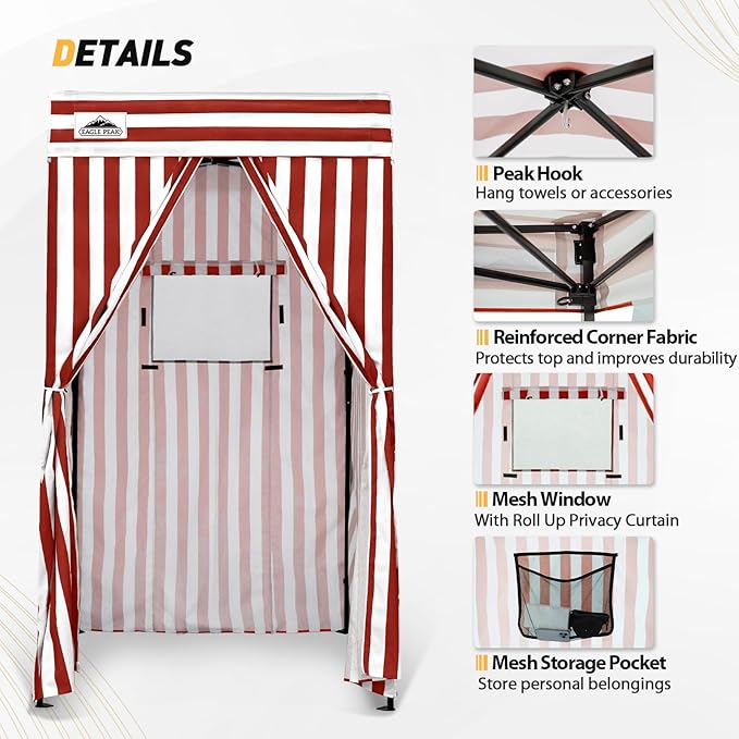 EAGLE PEAK Flex Compact 4x4 Pop-up Canopy Changing Room, Portable Privacy Dressing Room for Indoor Fashion Photoshoots, Camping, or Pool, White/Red