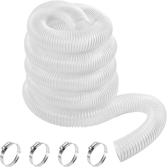 2 1/2" x 10' PVC Clear Dust Collection Hose, Puncture Resistant Fume Collection Hose with 4 Pieces Stainless Steel Clamps, Suitable for Dust Woods Debris Collection