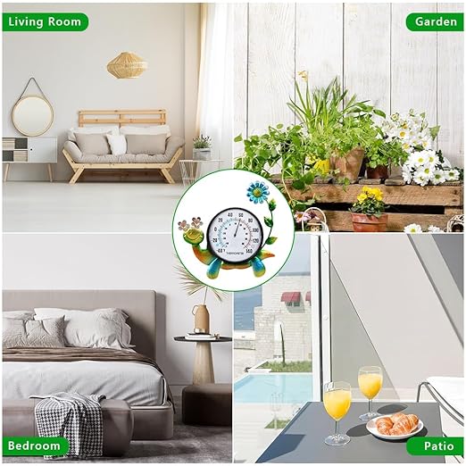 Indoor Outdoor Thermometer, Snail Wall-Mounted Thermometer Waterproof for Patio Garden Yard & Living Room, No Battery Needed