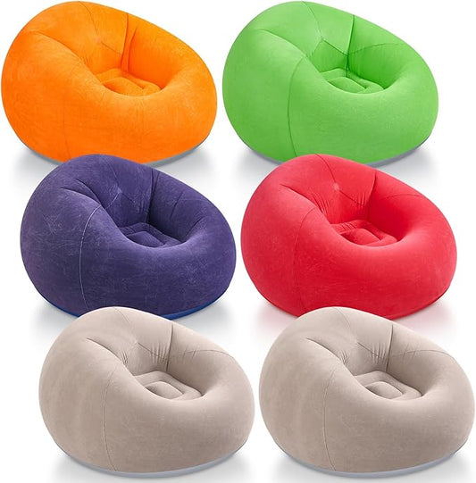 Realspring Inflatable Bean Bag Chairs Outdoor Blow up Camping Chairs Inflatable Lazy Sofa Folding Portable Bean Bag Loungers Couch for Movie Night(Multicolor,6 Pcs)