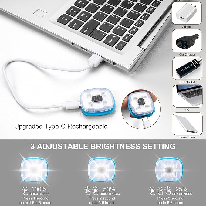 Etsfmoa Headband with LED Light,Sport Lighted Sweatband for Men and Women,Type C Rechargeable Outdoor Hairband