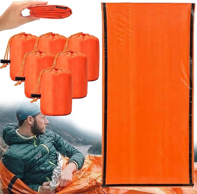 Emergency Sleeping Bag, 84"X36" Waterproof Survival Emergency Sleeping Bags for Survival, Pocket Size Survival Blanket, Thermal Bivy Sack for Outdoor Camping, Hiking,Hunting