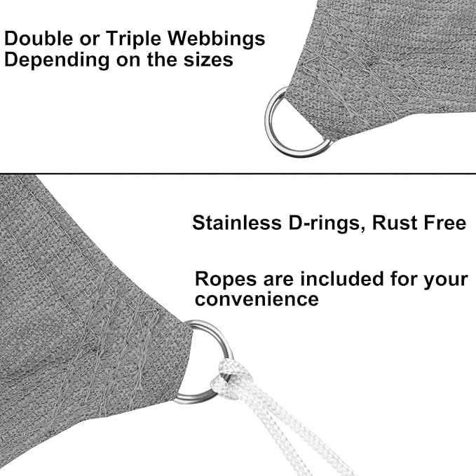 9' x 21' Grey Outdoor Sun Shade Sail Canopy ??UV Resistant Permeable Awning Fabric for Patio, Garden, Backyard, Pergola, Carport, Lawn Shelter Cover