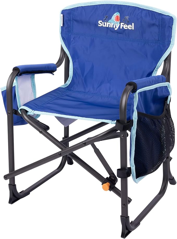 SUNNYFEEL Small Camping Chair, Portable Folding Aluminum Directors Chairs Lightweigh with Cup Hold, Pocket for Beach,Trip,Picnic,Outdoor Sports Events Foldable Camp Lawn Chair with Backpack Straps