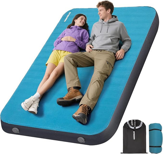 FUNDANGO 4'' Thick Self Inflating Sleeping Pad with Foam, 8.7 R Value, XL Double Mattress, Outdoor Portable Camping Air Mat for Tent, Car or Home,