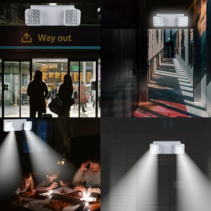 LED Emergency Lights for Business Home Power Failure,4Hours 300lm Automatic Battery Backup,Rechargeable Emergency Exit Lighting Fixtures,Hardwired, UL 924 AC85-277V