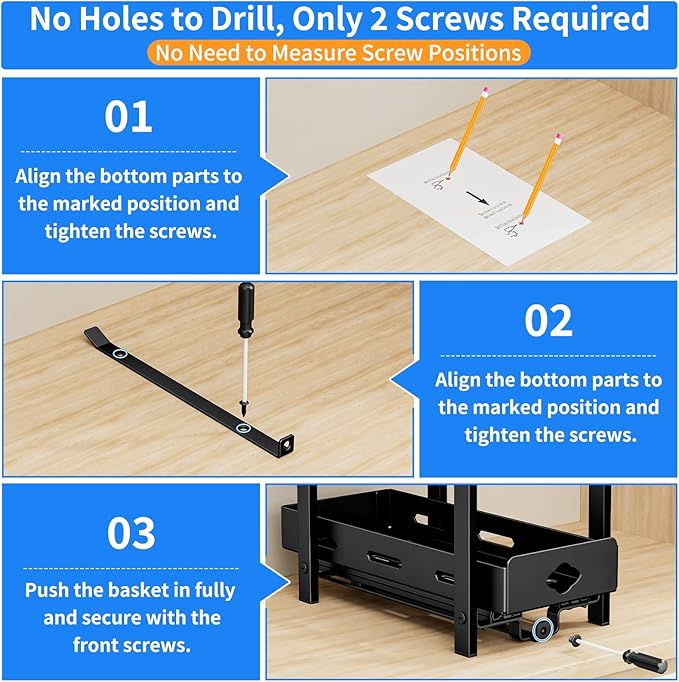Pull Out Spice Rack Organizer, 2-Tier Vertical Spice Rack, Height Adjustable for Kitchen Cabinet (5.3''Wx10.8''Dx9.2''H, Metal Black)