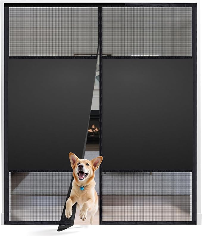 Magnetic Screen Door with Privacy Protection, Upgraded PET Mesh Screen for Hands Free Entrance & Keep Out Bugs, Fit for 72"x80" Sliding Door,Large Patio Door and French Door