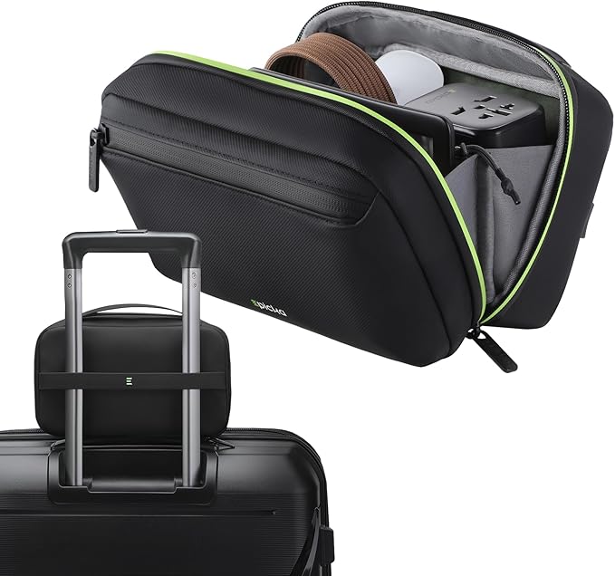 EPICKA Electronics Organizer Travel Case - Cable Organizer Bag for Travel Accessories, Tech Pouch for Cords, Charger, Adapter, Cables, Power Bank, Waterproof Storage Bag with Luggage Strap, Black
