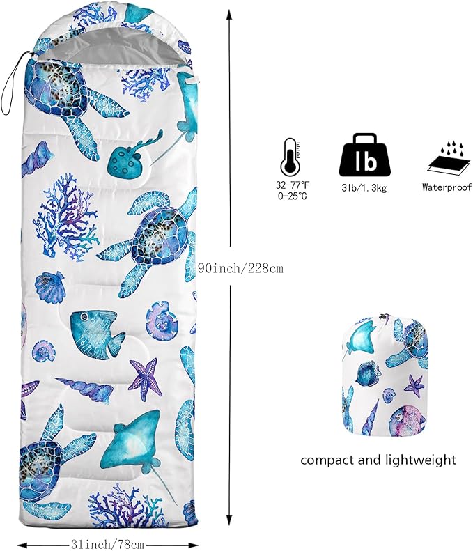 QOOMO Camping Sleeping Bags,3 Season Warm & Cool Weather,Lightweight,Waterproof Sleeping Bags for Adults & Kids,Traveling,and Outdoors,Camping Gear Equipment