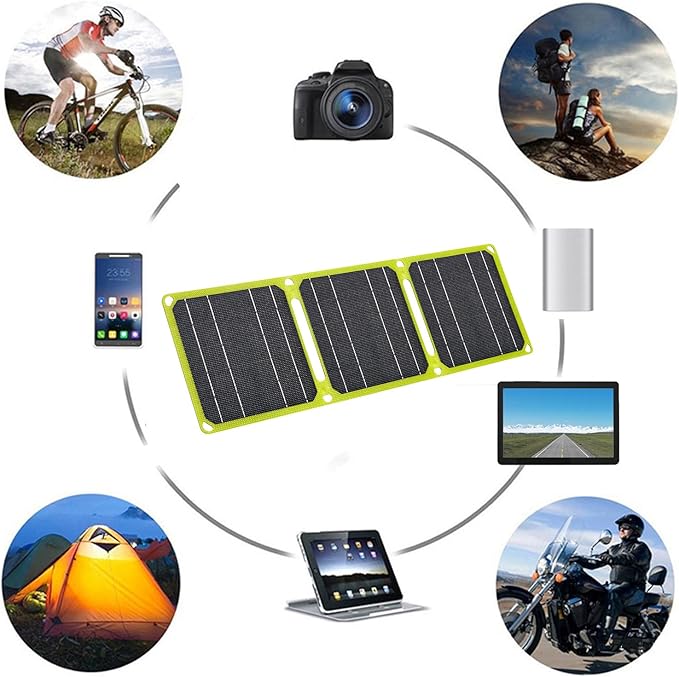10W Portable Solar Panel, Small Foldable Solar Charger with USB-C Tybe-C Outputs Compatible with Cell Phone Tablet, IP67 Waterproof for Camping, Hiking, Backpacking