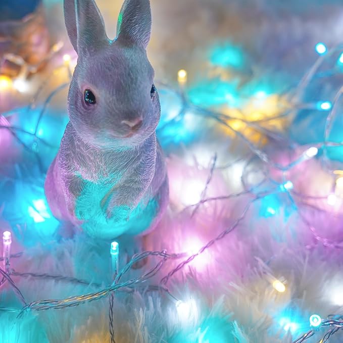 Connectable 200 LED 66FT Easter String Lights Outdoor Indoor, 66FT Easter Pastel Lights Multicolor Decorations Lights, Waterproof 8 Modes Plug in Twinkle Fairy Lights for Christmas Bedroom Decor