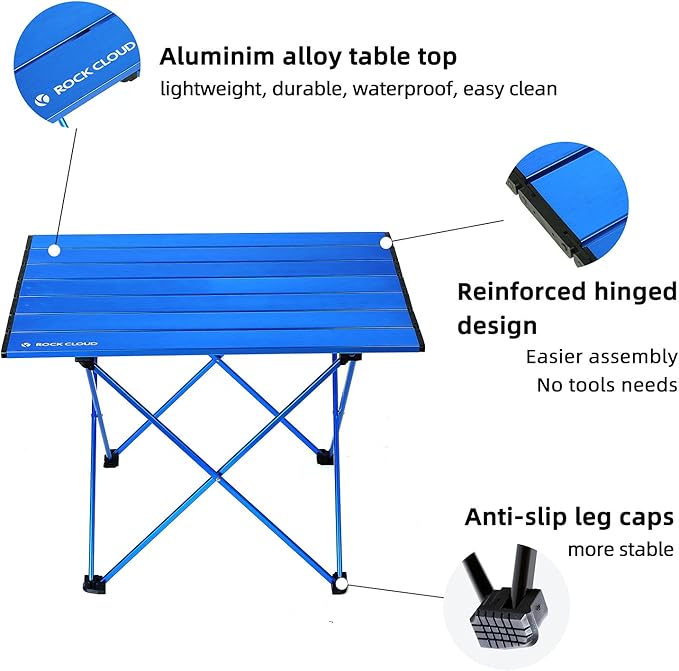 ROCK CLOUD Portable Camping Table Ultralight Aluminum Camp Table Folding Beach Table for Camping Hiking Backpacking Outdoor Picnic