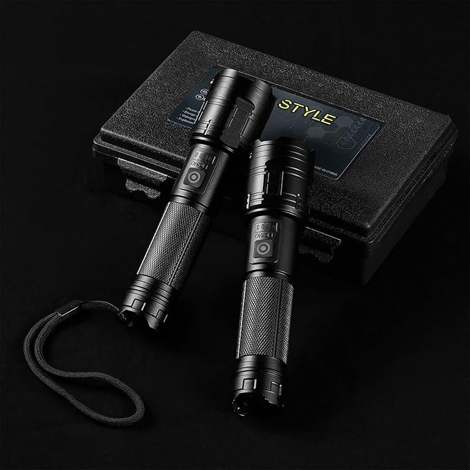 Rechargeable Flashlights 90,000 High Lumen, 2 Pack Super Bright LED Flashlight with 5 Modes, High Powered Flash Light for Home, Camping, Outdoor