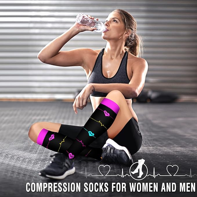6 Pack Copper Compression Socks for Women and Men Circulation-Best Support for Medical, Running,Nursing,Athletic