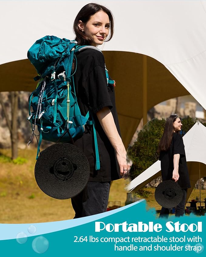 18-inch Heavy Duty Collapsible Stool - 800 lbs Capacity, 2.6 lbs Lightweight Portable Folding Stool for Camping, Travel, Music Festivals and Other Outdoor Events