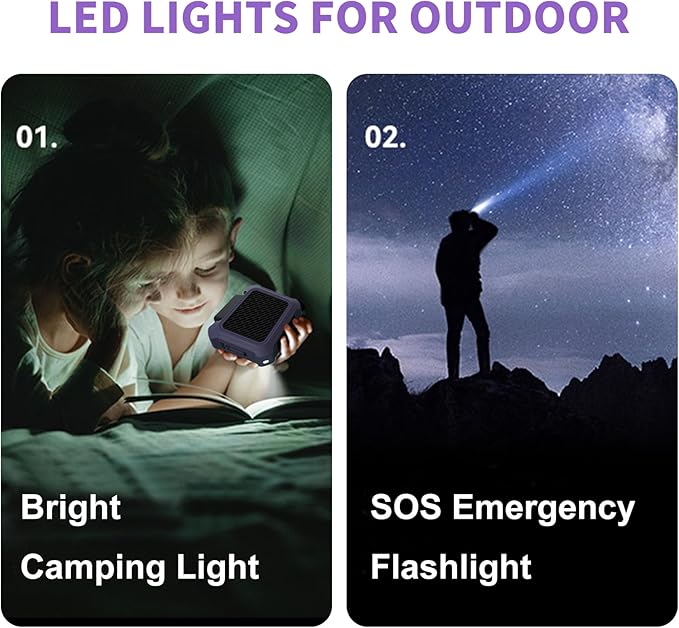 Portable Waist Fan, Personal Clip on Fan Rechargeable Hands-Free Hanging Neck/Desk Fans with 3-Speed Settings & LED Light, Small Wearable Cooling Belt Shirt Fans for Camping Travel Outdoors