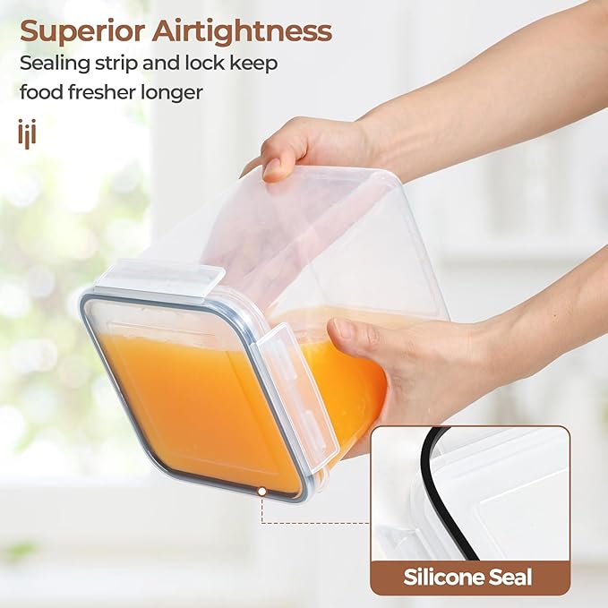 ComSaf Flour Sugar Storage Containers Set of 3 (5.2L/175oz) (2.5L/84oz*2), Large Airtight Food Storage Containers with Lids, Plastic Canisters Sets for Kitchen, Pantry Organizers for Rice and Baking