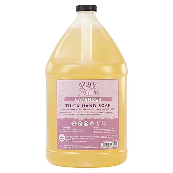 Adams Handmade Soap Thick Organic Castile Liquid Hand Soap 1 Gallon Refill - Lavender