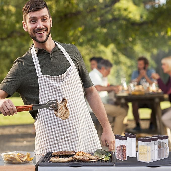 URALFA Mini Salt and Pepper Shakers With Lid, Plastic Spice shaker Seasoning Shaker, Travel Spice Containers without Spices, Brown