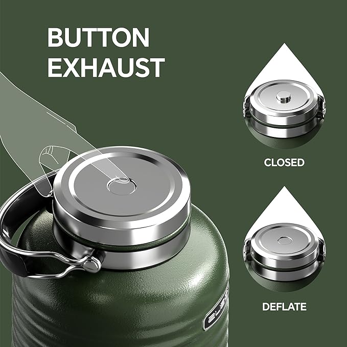 IDEUS Insulated Beverage Dispenser 5.2L, All-in-one for Camping Vacuum Double-Wall Stainless Steel Water Cooler Coffee Carafe Jug Leakproof Drink Container with Handle, Spigot & Stand (Green)