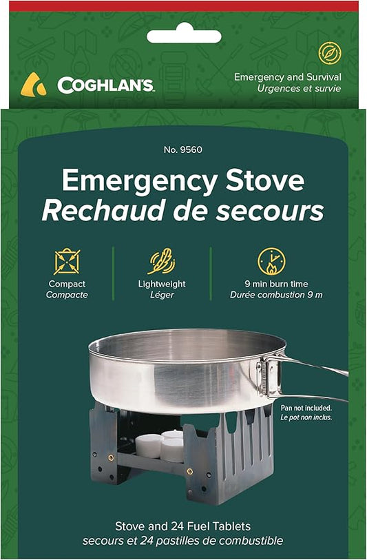 Coghlan's Emergency Stove - Lightweight, Portable Camping Stove for Backpacking, Survival, and Outdoor Cooking - Foldable Design with 24 Fuel Tablets Included (Compact for Travel and Storage)
