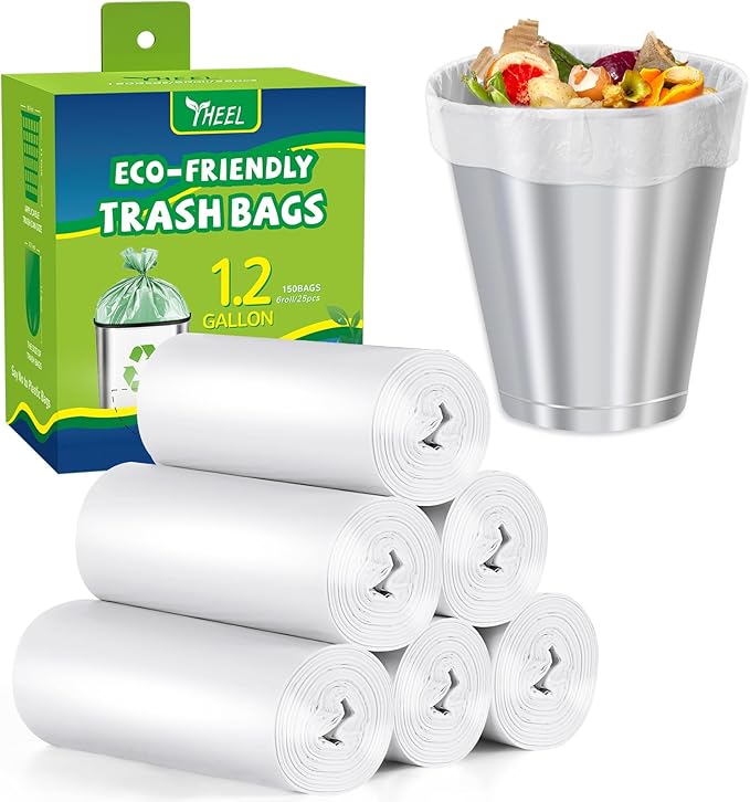 Small Trash Bags 1.2-Gallon: Bathroom Trash Bags Small Garbage Bags Clear Trash Bags for Bathroom Bedroom Office - Mini Trash Liners (Clear, 150 Counts)