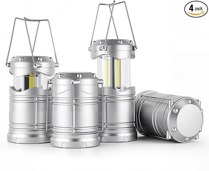 Lichamp LED Camping Lantern, 4 Pack Battery Powered Flashlight for Power Outages, Portable Collapsible Hanging Light Essential for Home, Outdoor, Emergency Lamp Survival Kit Gear for Hurricane, B4SL