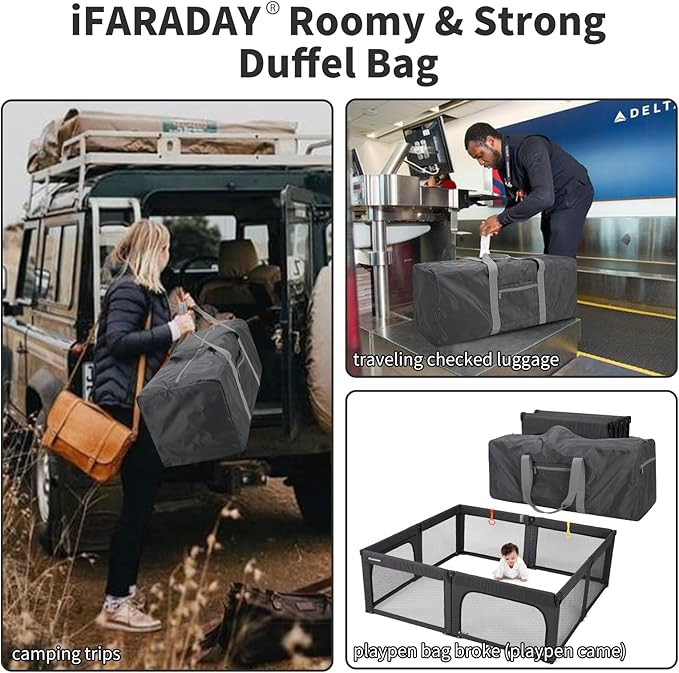 Foldable Duffle Bag for Travel - 75L Large Spare Travel Duffel Bag Lightweight with Trolley Sleeve - Grey