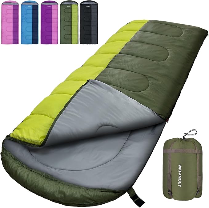 XL 10 Degree Sleeping Bags Waterproof for Adults 350GSM Machine Washable with Compression Sack for 3-4 Season Camping Outdoor