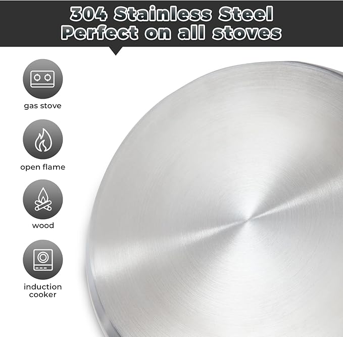 KingCamp Camping Cookware Set 304 Stainless Steel Campfire Cooking Pots Pan and Kettle with Travel Tote Bag for Camping Outdoor Kitchen Cooking Picnic for 4-6