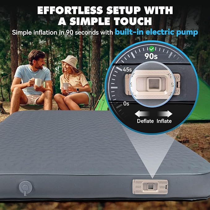 Hikenture 4" Thick Self Inflating Sleeping Pad, Foam & Air Camping Mattress, 9.5 R-Value Insulated Sleeping Mat, Portable All Season Camping Pad for Tent, Car, Cot, Truck