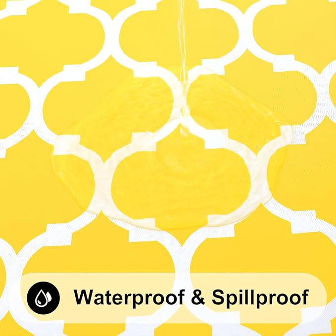 Smiry Rectangle Picnic Table Cover, Waterproof Elastic Fitted Camping Tablecloths for 5 Foot Tables, Wipeable Flannel Backed Vinyl Tablecloth Protector for Indoor, Outdoor (Yellow, 36x60 Inches)